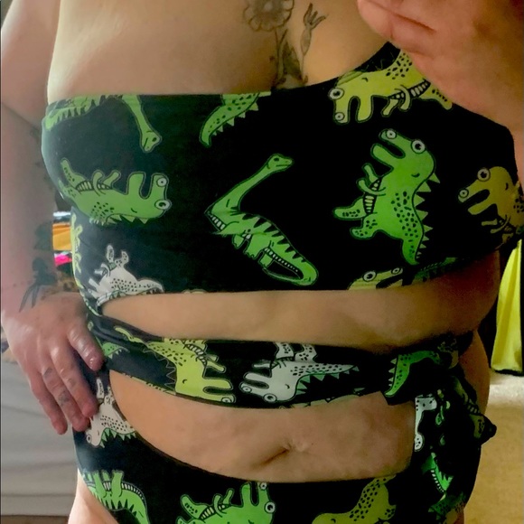 Dinosaur monokini with tie on side - Picture 3 of 5